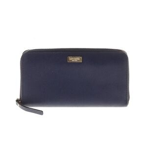 Kate Spade navy zip-around leather wallet - NWOT